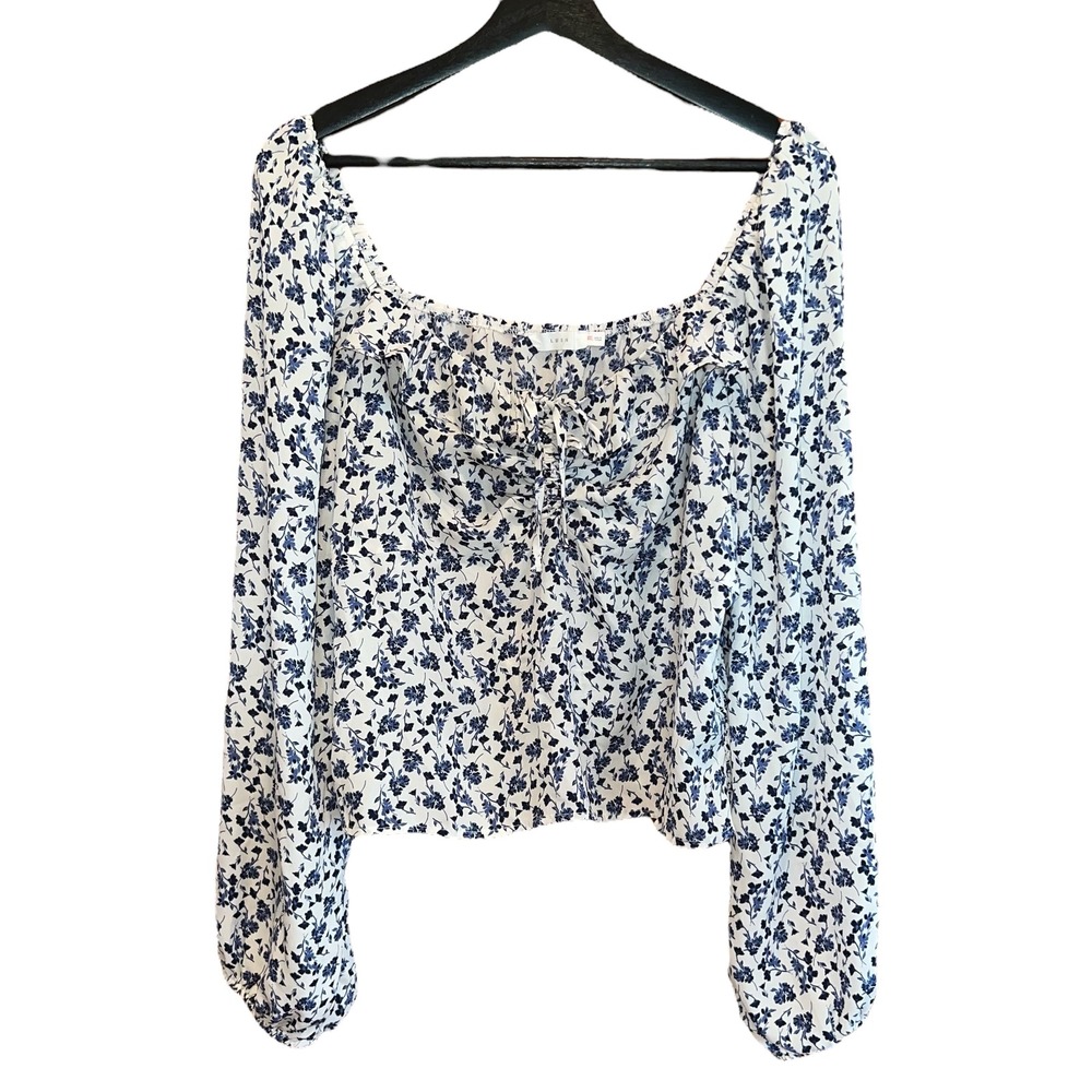 Lush Stitch Fix Floral‎ Blouse XXL Crop Babydoll Smocked Back Ditsy Festival NWT